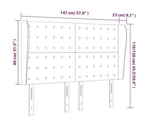 vidaXL galvgalis ar malām, 147x23x118/128 cm, kapučīno mākslīgā āda