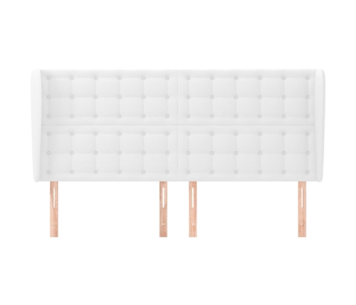 vidaXL galvgalis ar malām, 203x23x118/128 cm, balta mākslīgā āda