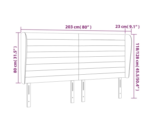 vidaXL galvgalis ar malām, 203x23x118/128 cm, zils audums
