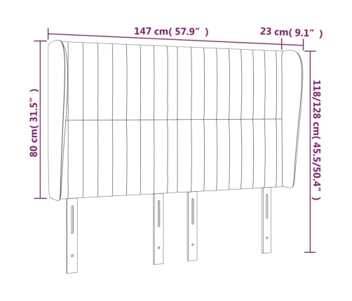 vidaXL galvgalis ar malām, 147x23x118/128 cm, rozā samts