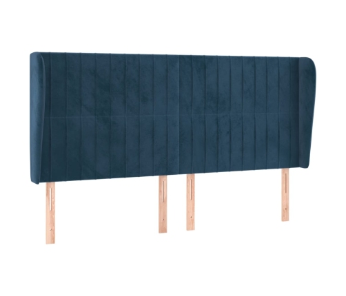 vidaXL galvgalis ar malām, 203x23x118/128 cm, tumši zils samts