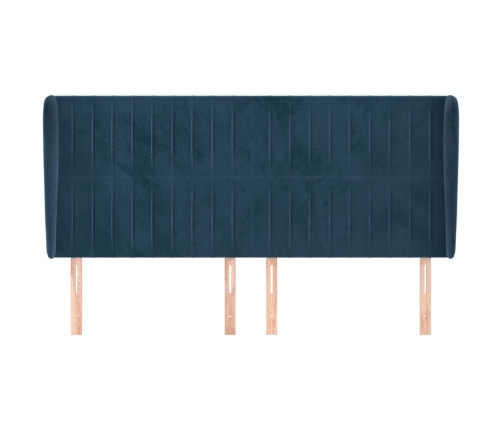 vidaXL galvgalis ar malām, 203x23x118/128 cm, tumši zils samts