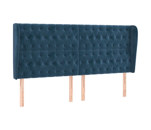 vidaXL galvgalis ar malām, 203x23x118/128 cm, tumši zils samts