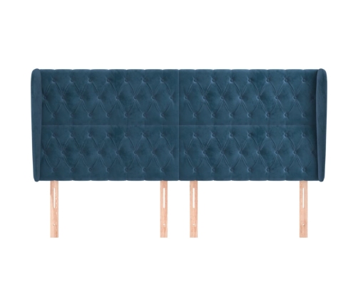 vidaXL galvgalis ar malām, 203x23x118/128 cm, tumši zils samts