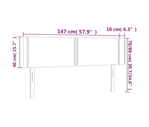 vidaXL galvgalis ar malām, 147x16x78/88 cm, zils audums