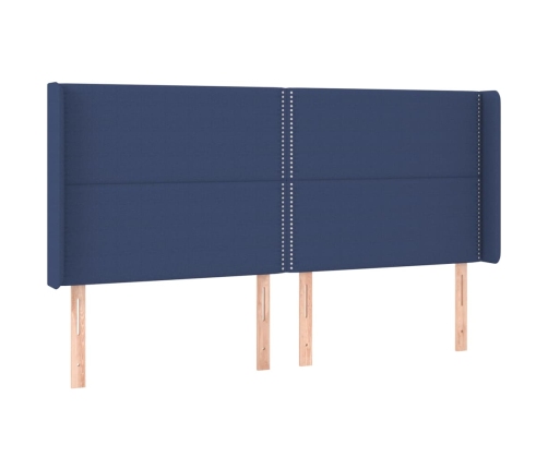 vidaXL galvgalis ar malām, 203x16x118/128 cm, zils audums