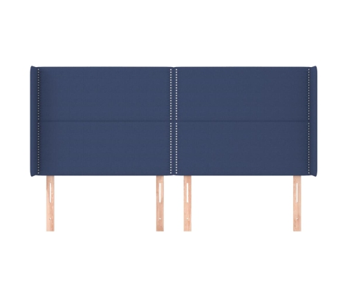 vidaXL galvgalis ar malām, 203x16x118/128 cm, zils audums