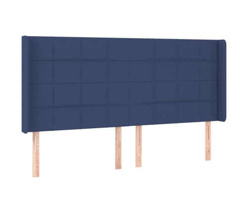 vidaXL galvgalis ar malām, 203x16x118/128 cm, zils audums
