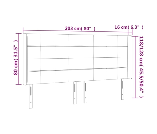 vidaXL galvgalis ar malām, 203x16x118/128 cm, zils audums