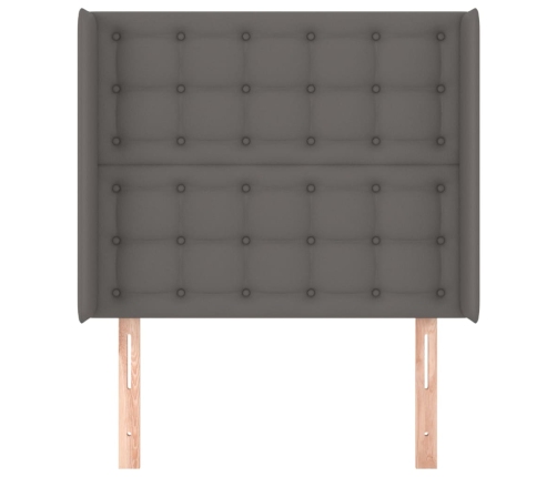 vidaXL galvgalis ar malām, pelēka mākslīgā āda, 103x16x118/128 cm