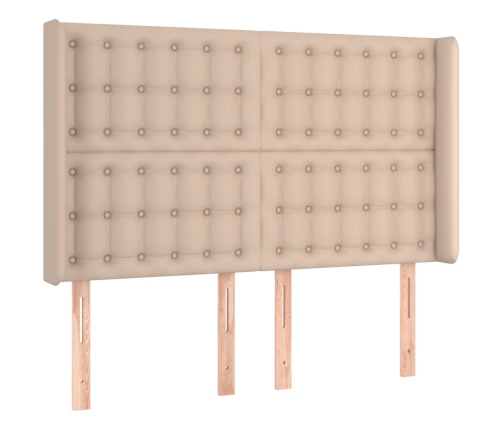vidaXL galvgalis ar malām, 147x16x118/128 cm, kapučīno, mākslīgā āda