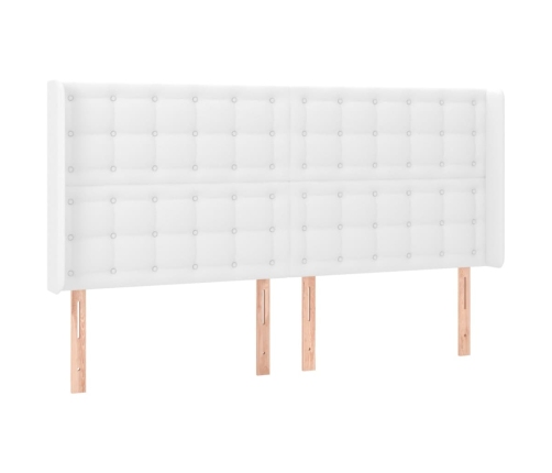 vidaXL galvgalis ar malām, 203x16x118/128 cm, balta mākslīgā āda