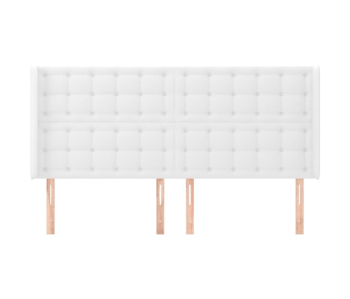 vidaXL galvgalis ar malām, 203x16x118/128 cm, balta mākslīgā āda