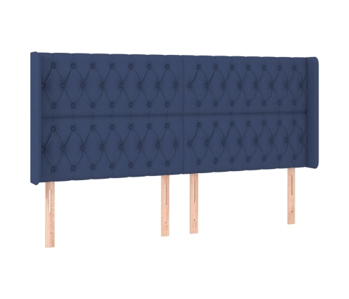 vidaXL galvgalis ar malām, 203x16x118/128 cm, zils audums