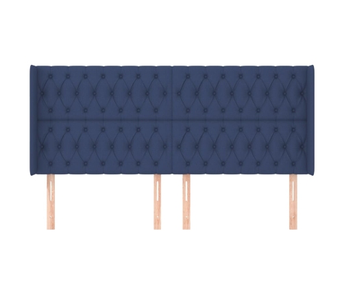 vidaXL galvgalis ar malām, 203x16x118/128 cm, zils audums