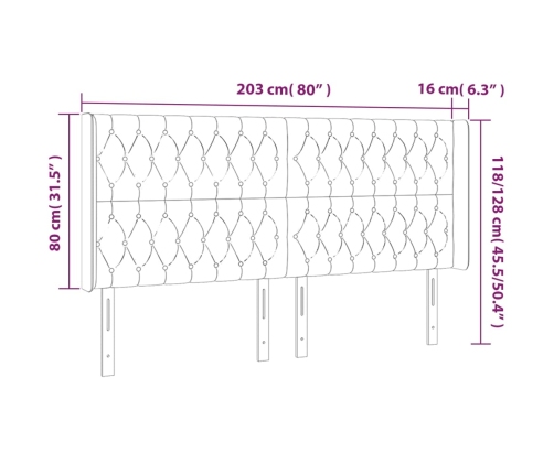vidaXL galvgalis ar malām, 203x16x118/128 cm, zils audums