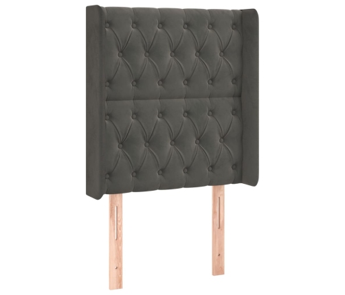 vidaXL galvgalis ar malām, tumši pelēks samts, 83x16x118/128 cm