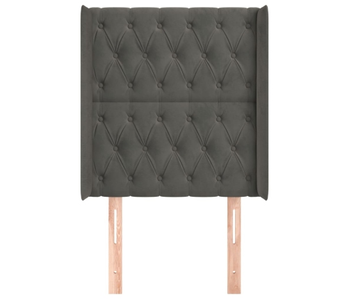vidaXL galvgalis ar malām, tumši pelēks samts, 83x16x118/128 cm