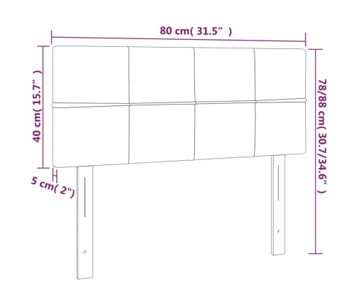 vidaXL gultas galvgalis ar LED, 80x5x78/88 cm, tumši brūns audums