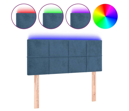vidaXL gultas galvgalis ar LED, 90x5x78/88 cm, tumši zils samts