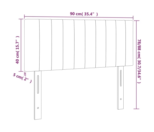 vidaXL gultas galvgalis ar LED, 90x5x78/88 cm, rozā samts