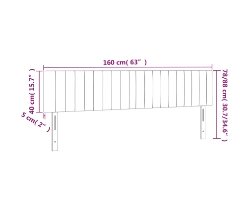 vidaXL gultas galvgalis ar LED, 160x5x78/88 cm, rozā samts