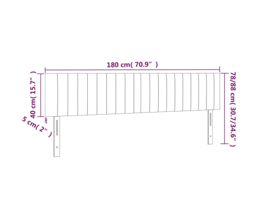 vidaXL gultas galvgalis ar LED, 180x5x78/88 cm, tumši zils samts