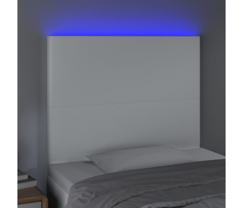 vidaXL gultas galvgalis ar LED, 80x5x118/128 cm, balta mākslīgā āda