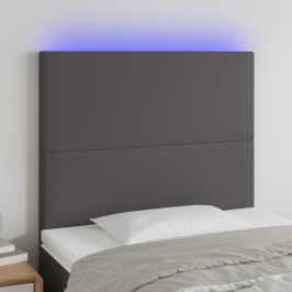 vidaXL gultas galvgalis ar LED, 90x5x118/128 cm, pelēks mākslīgā āda