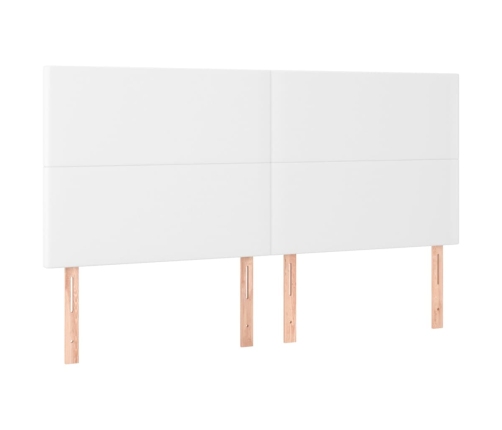 vidaXL gultas galvgalis ar LED, 180x5x118/128 cm, balta mākslīgā āda