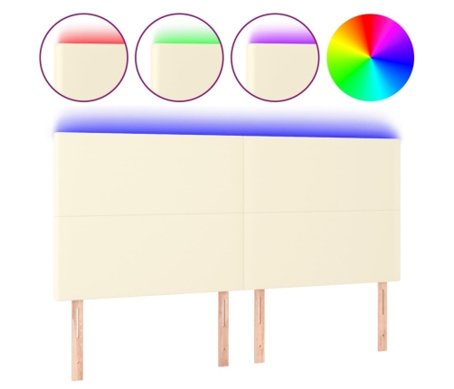 Gultas Galvgalis Ar Led, 200X5X118/128 Cm, Krēmkrāsas Vidaxl