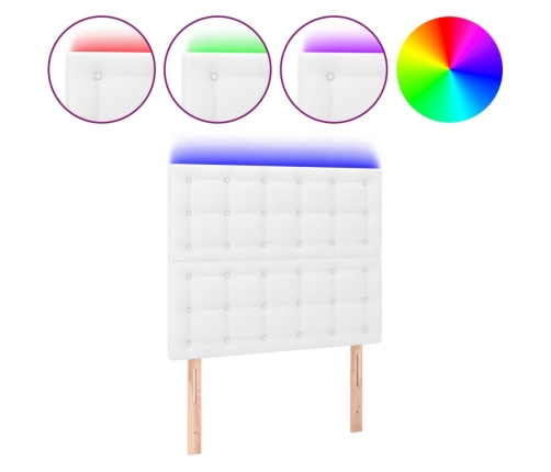vidaXL gultas galvgalis ar LED, 90x5x118/128 cm, balta mākslīgā āda