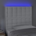 vidaXL gultas galvgalis ar LED, 90x5x118/128 cm, balta mākslīgā āda