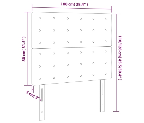 vidaXL gultas galvgalis ar LED, 100x5x118/128 cm, melns mākslīgā āda