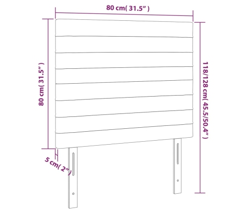 vidaXL gultas galvgalis ar LED, 83x16x118/128 cm, tumši zaļš samts