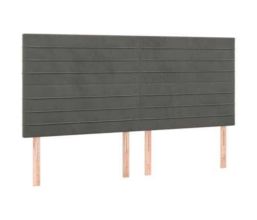 vidaXL gultas galvgalis ar LED, 160x5x118/128 cm, tumši pelēks samts