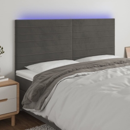 Gultas Galvgalis Ar Led, 160X5X118/128 Cm, Tumši Pelēks Samts Vidaxl