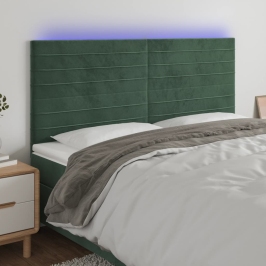 Gultas Galvgalis Ar Led, 180X5X118/128 Cm, Tumši Zaļš Samts Vidaxl