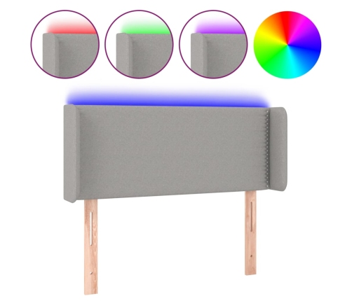 vidaXL gultas galvgalis ar LED, 83x16x78/88 cm, gaiši pelēks audums