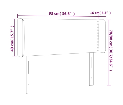 vidaXL gultas galvgalis ar LED, 93x16x78/88 cm, kapučīno mākslīgā āda