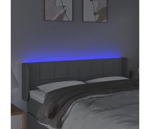 vidaXL gultas galvgalis ar LED, 147x16x78/88 cm, gaiši pelēks audums