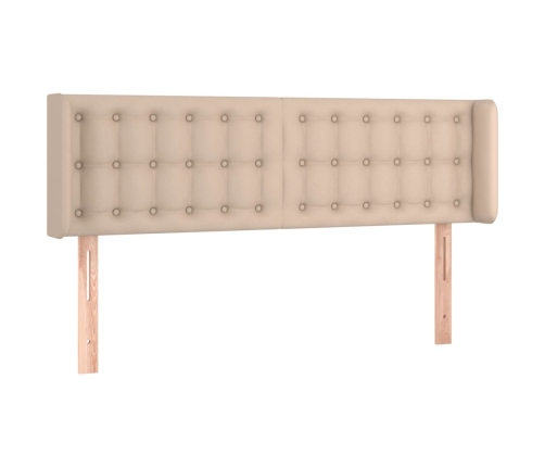 vidaXL gultas galvgalis ar LED, 147x16x78/88 cm, kapučīno mākslīgā āda