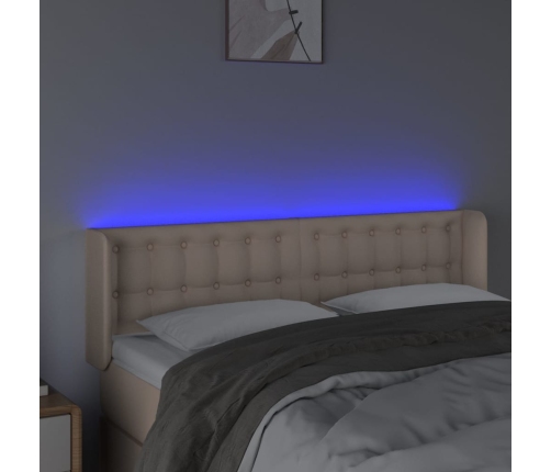 vidaXL gultas galvgalis ar LED, 147x16x78/88 cm, kapučīno mākslīgā āda