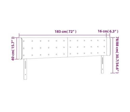 vidaXL gultas galvgalis ar LED, 183x16x78/88 cm, melna mākslīgā āda