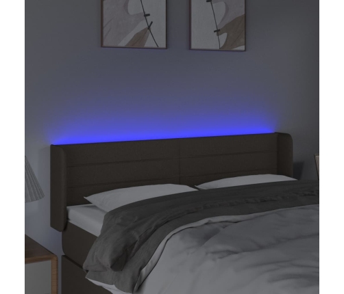 vidaXL gultas galvgalis ar LED, 147x16x78/88 cm, pelēkbrūns audums