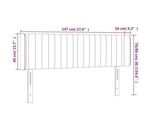 vidaXL gultas galvgalis ar LED, 147x16x78/88 cm, tumši brūns audums