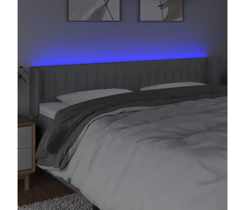 vidaXL gultas galvgalis ar LED, 163x16x78/88 cm, gaiši pelēks audums