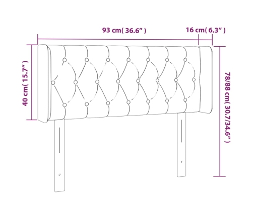 vidaXL gultas galvgalis ar LED, 93x16x78/88 cm, pelēkbrūns audums