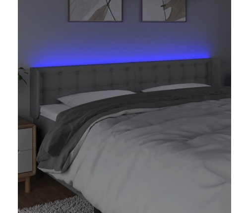 vidaXL gultas galvgalis ar LED, 163x16x78/88 cm, gaiši pelēks audums