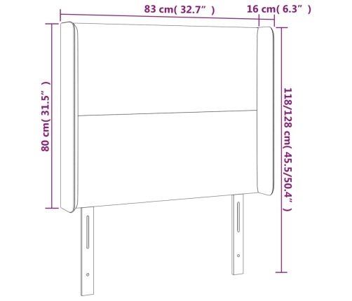 vidaXL gultas galvgalis ar LED, 83x16x118/128 cm, melns samts